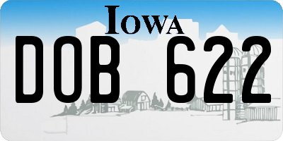 IA license plate DOB622