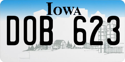 IA license plate DOB623