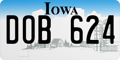 IA license plate DOB624