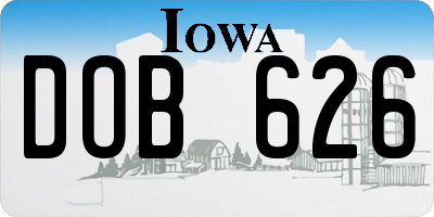 IA license plate DOB626