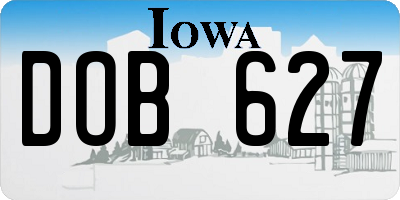 IA license plate DOB627