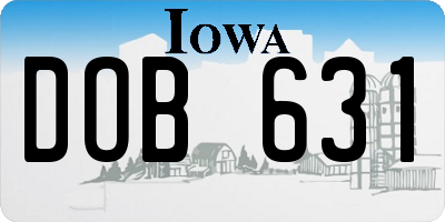 IA license plate DOB631