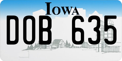 IA license plate DOB635