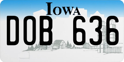 IA license plate DOB636