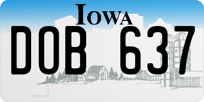 IA license plate DOB637