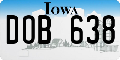 IA license plate DOB638
