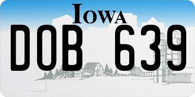 IA license plate DOB639