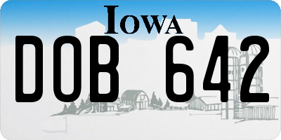 IA license plate DOB642