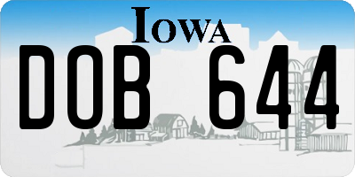 IA license plate DOB644