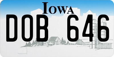 IA license plate DOB646