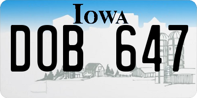 IA license plate DOB647