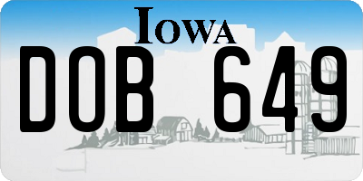 IA license plate DOB649