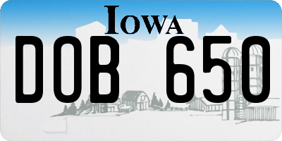 IA license plate DOB650