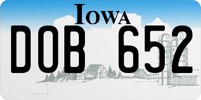 IA license plate DOB652