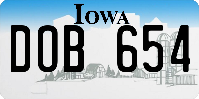 IA license plate DOB654