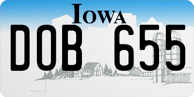 IA license plate DOB655