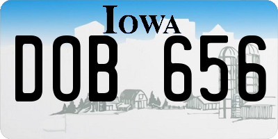 IA license plate DOB656