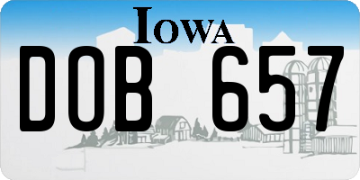 IA license plate DOB657