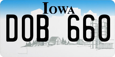 IA license plate DOB660