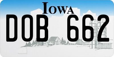 IA license plate DOB662