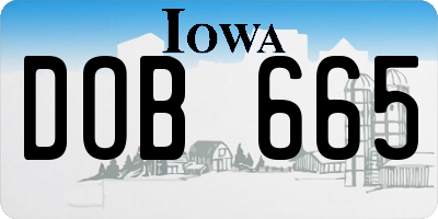 IA license plate DOB665