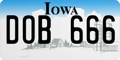 IA license plate DOB666