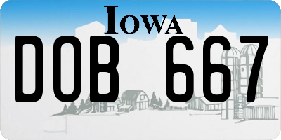 IA license plate DOB667