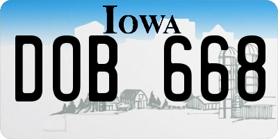 IA license plate DOB668