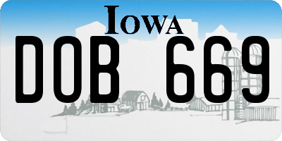 IA license plate DOB669