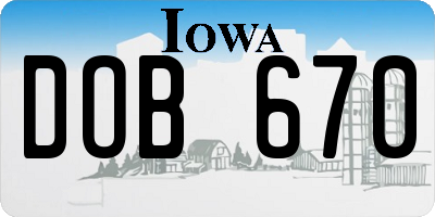 IA license plate DOB670
