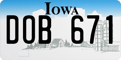 IA license plate DOB671