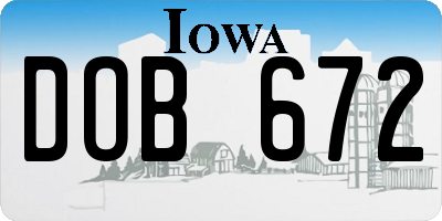 IA license plate DOB672