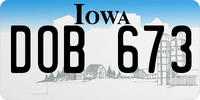 IA license plate DOB673