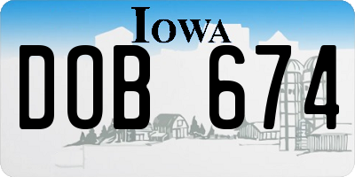 IA license plate DOB674