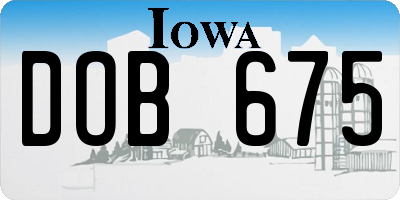 IA license plate DOB675