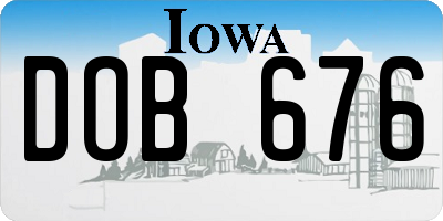 IA license plate DOB676