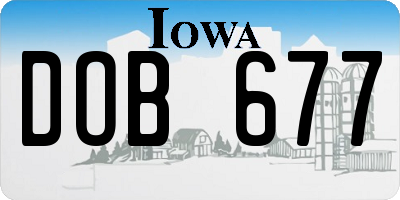 IA license plate DOB677