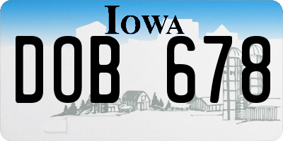 IA license plate DOB678