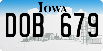 IA license plate DOB679