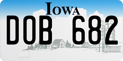 IA license plate DOB682