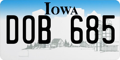 IA license plate DOB685