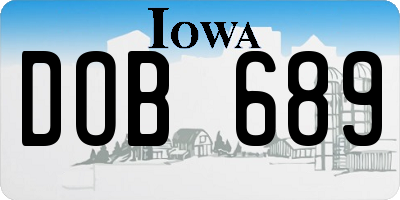 IA license plate DOB689