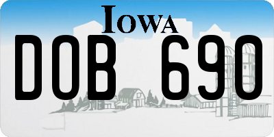 IA license plate DOB690