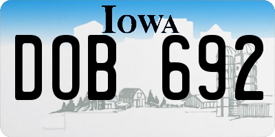 IA license plate DOB692