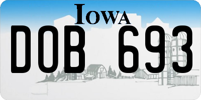 IA license plate DOB693