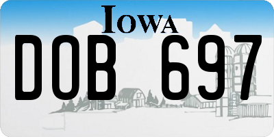 IA license plate DOB697