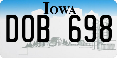 IA license plate DOB698