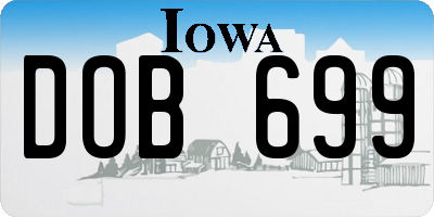 IA license plate DOB699