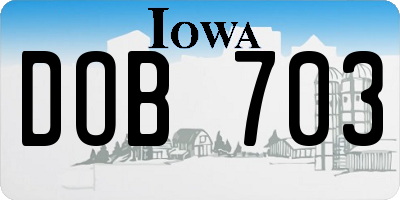 IA license plate DOB703