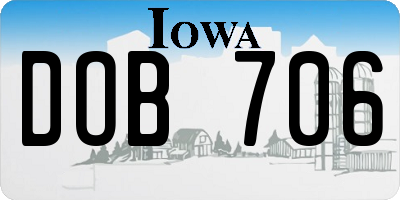 IA license plate DOB706